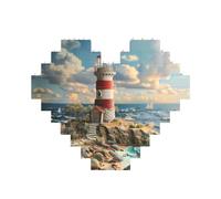 Cbaaghh The Seaside Lighthouse Print Building Brick Block Puzzle Heart Shaped,Christmas Valentines Birthday Anniversary Presents