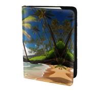 Cbaaghh Tropical Palm Tree Hawaii Beach Print Passport Holder 5.5in,Leather Passport Book Cover -Travel Passport Holder