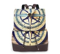 Cbaaghh Women'S Maritime Sailboat Compass Print Leather Backpack,Casual Daypacks,Leather Backpack,Work Travel Daypack