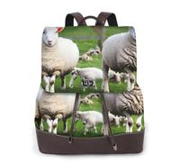 Cbaaghh Women'S Sheep And Lambs Print Leather Backpack,Casual Daypacks,Leather Backpack,Work Travel Daypack