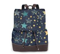 Cbaaghh Women'S Stars Eastern Stars Print Leather Backpack,Casual Daypacks,Leather Backpack,Work Travel Daypack
