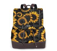 Cbaaghh Women'S Sunflower Blooming Flowers Plants Print Leather Backpack,Casual Daypacks,Leather Backpack,Work Travel Daypack