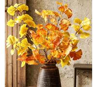 CBBEONRN 6Pcs 82cm Ginko Artificial Greenery Stem Fake Ginkgo Biloba Leaves Tree Branch for Home Vase Filler DIY Flowers Arrangement Bouquet Decoration Home Table Multi-colored,6 Pcs
