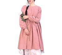 CBBEONRN Cobbler Apron Cotton Cooking Aprons Dress for Women Long Sleeve with Pockets Cute for Baking Gardening Cleaning,One Size,Pink