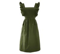 CBBEONRN Kitchen Cooking Aprons Dress for Women with Pockets Cotton Cute Aprons for Baking Painting Gardening Cleaning,One Size,Green
