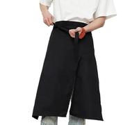 CBBEONRN Split Leg Apron Unisex Half Server Apron Long with Pockets Bistro Half Aprons for Waiter Waitress Chef,One Size,Black