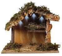 CBC Christmas Nativity Shed Xmas Nativity Stable 23 x 20 cm Hand Finished Made in Italy LED Lights Ornament