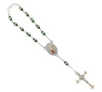 CBC Distributors 20cm Single Decade Rosary Set Suitable for Car Rear View Mirror or Bag - Green Glass Bead