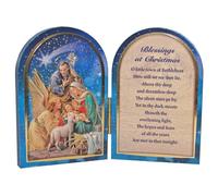 CBC Distributors Christmas Wooden Nativity Folding Plaque 9cm - Gold Foil Detail