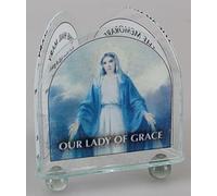 CBC Glass Votive Light Candle Holder Miraculous Lady of Grace & Hail Mary Prayer Divine Mercy Sacred Heart, Holy Family Saints (87409)