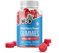 CBDfx 1500mg High Strength Mixed Berry CBD Gummies, 25mg per Gummy, Natural Sleep and Anxiety Support, Vegan Gummies No THC (60x Bottle)