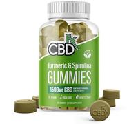CBDfx 1500mg High Strength Turmeric Spirulina Gummies 25mg Turmeric 10mg Spirulina 25mg CBD per Gummy 60x Bottle (30 Days)