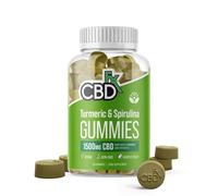 CBDfx 1500mg High Strength Turmeric Spirulina Gummies 25mg Turmeric 10mg Spirulina 25mg CBD per Gummy 60x Bottle (30 Days)