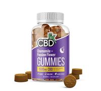 CBDfx 1500mg High Strength Vegan Sleep CBD Gummies, 10mg Each of Chamomile, Passionflower and Lemon Balm /25mg CBD per Gummy 60x Bottle (30 Days)