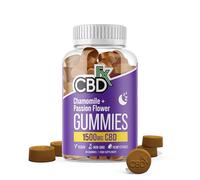 CBDfx 1500mg CBD High Strength Vegan Sleep Gummies, 10mg Chamomile / 10mg Passionflower / 10mg Lemon Balm /25mg CBD per Gummy 60x Bottle (30 Days)