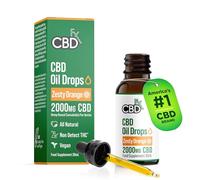 CBDfx 2000mg CBD Oil, High Strength CBD Oil for Stress, Anxiety & Sleep Support, Zesty Orange Flavoured CBD Drops, Blended with MCT Oil, No THC, 30ml