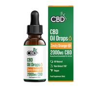 CBDfx 2000mg CBD Oil, High Strength, Zesty Orange Flavoured CBD Oil Drops, Vegan, Natural, Non-GMO, Blended with MCT Oil, No THC, 30ml (40 Days)