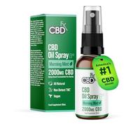 CBDFX 2000mg CBD Spray High Strength Flavoured CBD Oil Morning Mint Vegan Non-GMO Blended with MCT Oil Improved Purity No THC 30 ml (40 Days)