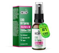 CBDFX 2000mg CBD Spray High Strength Flavoured CBD Oil Very Berry Vegan Non-GMO Blended with MCT Oil Improved Purity No THC 30 ml (40 Days)
