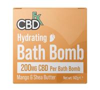 CBDfx High Strength 200mg CBD Hydrating Bath Bomb - Mango & Shea Butter Bubble Bath Bomb for Dry Skin, Vegan Muscle Soak for Relaxation & Recovery (Single, Cruelty-Free)