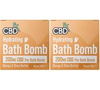 CBDfx High Strength 200mg CBD Hydrating Bath Bomb - Mango & Shea Butter Bubble Bath Bomb for Dry Skin, Vegan Muscle Soak for Relaxation & Recovery (Single, Cruelty-Free) (Pack of 2)
