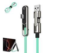 CBDYWVR 2-in-1 Invisible Holder Charger Cable with Stand, USB-A/USB-C to Type-C Dual-Head Design, 240W Sideways Phone Charger, Suitable for Carrying During Outdoor Travel (Green 1pcs)