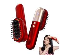 CBDYWVR Go Brush Pro 2026 Cordless Hair Straightener Brush, Rapid Heat 3 Temp Zones, 2 Massage Modes, Red Light Therapy, for Quick Styling & Daily Care at Home/Travel (Red)
