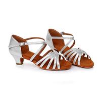 Cbebvwl Heels for Women Sandals Black High Women's Mid Low Heel Salsa Tango Ballroom Latin Party Dance Shoes Outdoor Womens Line Sandles Glitter Closed Toe Samba Waltz Social Dancing Silver Size 6