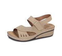 Cbebvwl Ladies Sandals Womens Toe Post Open Wedge Espadrille Wedges Knotted Strappy Hessian Mid Heel Ankle Strap Black for Women Shoes Flat Sandles Summer Hiking Wide Fit Orthopedic UK Beige-2 Size 7