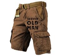 Cbebvwl Mens Cargo Shorts Combat for Men UK Cotton Camo with Multi Pockets Workwear Men's Smart Denim Slim Fit Tactical Decorators Work Pocket Elasticated Waist Plain Lightweight F-Coffee