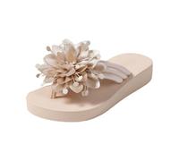 Cbebvwl Womens Flip Flops Sandals for Women Wedge Shoes Toe Loop Flat with Arch Support Ladies Cushion Comfortable Casual Walking Sliders Black Gold Platform Women's Slides Summer UK Beige Size 6.5