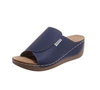 Cbebvwl Womens Sandles Sandals Ladies Summer Sandels Faux Leather Open Toe Sling Back T-Bar Diamante Gem Stone Flat Gladiator Platform Wedges Shoes for Women Black Wedge Wide Fit Blue Size 6.5