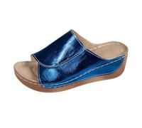 Cbebvwl Womens Sandles Wedge Sandals Ladies Summer Wide Fit Women Faux Leather Open Toe Sling Back T-Bar Diamante Gem Stone Flat Gladiator Gold White for Espadrilles Chunky Blue Size 7