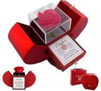 CBEDSQZ Daughter’s Lucky Clover Necklace, Foldable 4 Leaf Clover Pendant Keepsake Gift Set, S925 Sterling Silver Necklace Heart Box Eternal Flowers for My Daughter Birthday Gifts (Rose,1pcs)