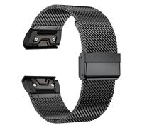 CBFAFKUGK 26 22 20mm Mesh Watch Band Fit For Garmin Fit For Fenix 7x 6 Pro 5S Plus 3 Fit For HR Stainless Steel Milanese Bracelet Band Approach S60 S62(Black,22mm)