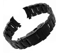 CBFAFKUGK Curved End Watch Band 18mm 20mm 22mm 24mm Replacement Watch Strap Double Lock Clasp Stainless Steel Watchband with Tools(Black,18mm)