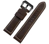 CBFAFKUGK Frosted Vintage Genuine Leather watch strap Fit For Panerai PAM111 441 312 Fit For Breitling Hamilton Men watchband 22m 24mm 26mm khaki band(Dark brown steel,24mm)