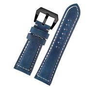 CBFAFKUGK Frosted Vintage Genuine Leather watch strap Fit For Panerai PAM111 441 312 Fit For Breitling Hamilton Men watchband 22m 24mm 26mm khaki band(Blue black buckle,24mm)