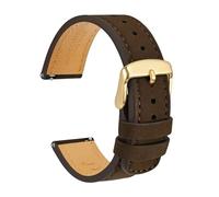 CBFAFKUGK Grain Leather Watch Straps 18mm 20mm 22mm Black Blue Brown Watchband with Quick Release Pin and Golden Buckle(Dark Brown,22mm)