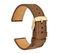 CBFAFKUGK Grain Leather Watch Straps 18mm 20mm 22mm Black Blue Brown Watchband with Quick Release Pin and Golden Buckle(Light Brown,18mm)