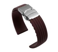 CBFAFKUGK Silicone Rubber Watch Strap Band Deployment Buckle 18mm 20mm 22mm 24mm Fit For Armani Fit For Omega Watch Replace the strap(Coffee,22mm)