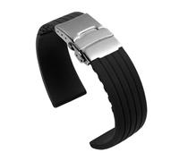 CBFAFKUGK Silicone Rubber Watch Strap Band Deployment Buckle 18mm 20mm 22mm 24mm Fit For Armani Fit For Omega Watch Replace The Strap(Black,18mm)
