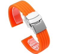 CBFAFKUGK Silicone Rubber Watch Strap Band Deployment Buckle 18mm 20mm 22mm 24mm Fit For Armani Fit For Omega Watch Replace The Strap(Orange,20mm)