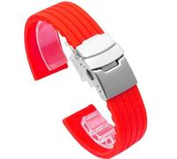 CBFAFKUGK Silicone Rubber Watch Strap Band Deployment Buckle 18mm 20mm 22mm 24mm Fit For Armani Fit For Omega Watch Replace The Strap(Red,20mm)
