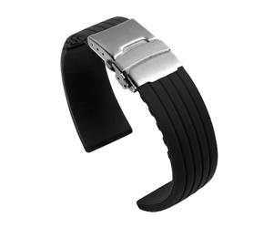 CBFAFKUGK Silicone Rubber Watch Strap Band Deployment Buckle 18mm 20mm 22mm 24mm Fit For Armani Fit For Omega Watch Replace The Strap(Black,18mm)