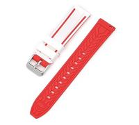 CBFAFKUGK Soft Silicone Sport Watchband 20mm 22mm 24mm 26mm Rubber Diving Waterproof Men Replacement Bracelet Band Strap Watch Accessories(White red,20mm)