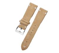 CBFAFKUGK Suede Genuine Leather Watch Strap 18 20mm 22mm Fit For Seiko Quick Release Watchband Accessories Vintage Handmade Band(Khaki-White,18mm)