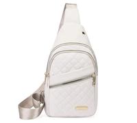 CBFGGOEUDFBS Nylon Embroidered Diamond Grid Ladies Fashion Crossbody Chest Bag Large Capacity Cycling Chests Bags(Beige)