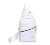 CBFGGOEUDFBS Nylon Embroidered Diamond Grid Ladies Fashion Crossbody Chest Bag Large Capacity Cycling Chests Bags(White)