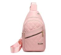 CBFGGOEUDFBS Nylon Embroidered Diamond Grid Ladies Fashion Crossbody Chest Bag Large Capacity Cycling Chests Bags(Pink)